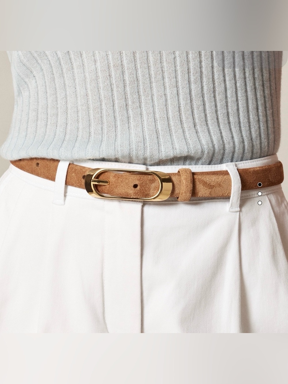 J.Crew Skinny Oval Buckle Suede Belt ~ Blonde Espresso Tan ~ Sz Small - Picture 2 of 3